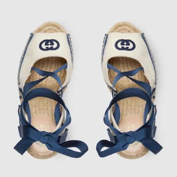 BNWT Gucci Women's Espadrille With Ribbon Tie Size 39.5 US 9.5 $895 - Picture 5 of 6